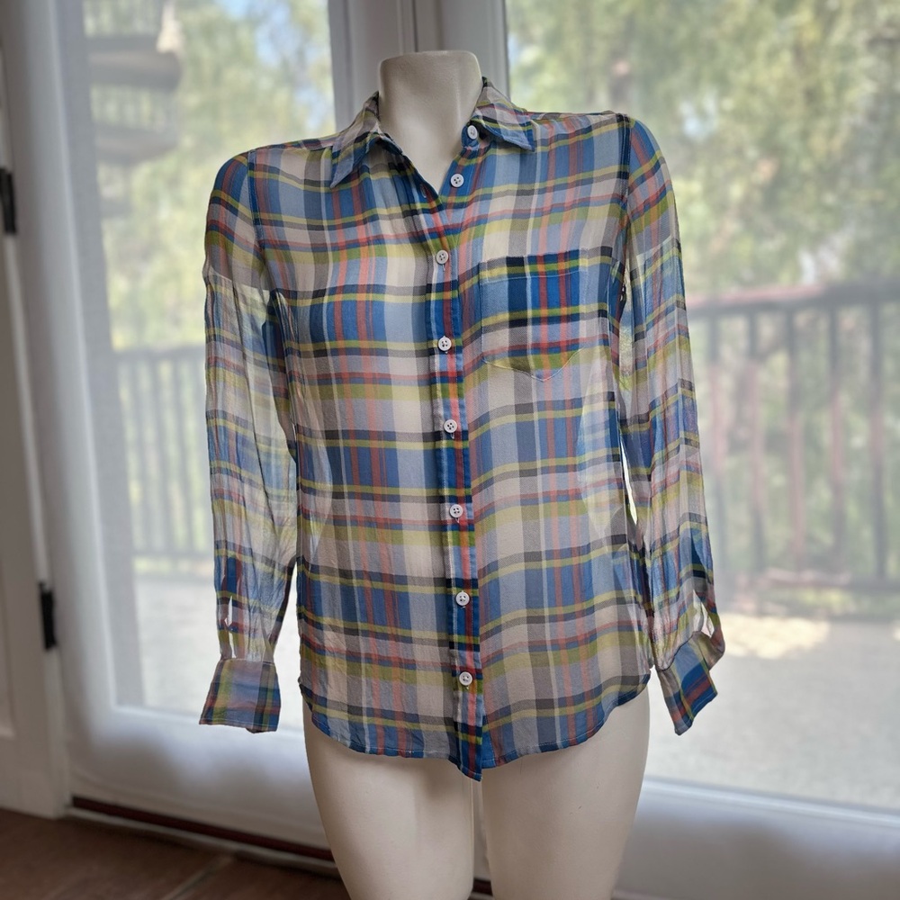 Equipment Sheer Button-down Coverup Blouse